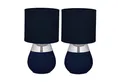 relaxdays Nachttischlampe Tischlampe mit Stoffschirm 2er Set, ohne Leuchtmittel, blau
