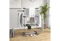 HOMCOM Wäscheständer Turm Wäscheständer mit Rollen, 3 Ebenen, für Indoor, Outdoor, Stahl Grau 80,142 x 55 x 152 cm