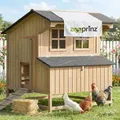 zooprinz Hühnerstall Hühnerhaus Berghof | XXL | 110x130x110cm (BxHxT) | Wetterfest | Massivholz | Nistkasten - Braun