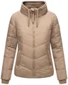Navahoo Damen Winterjackel warme Steppjacke mit hohem Kragen und auffälligen Kordeln Liebesfee 14 Taupe Grey Gr. L