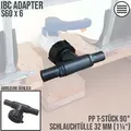 S60 x 6 IBC T-Stück Adapter 2-fach Tülle Stutzen 1 1/4 (32 mm) Container Fass T..."