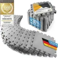 Body & Mind Premium Bodenschutzmatten Set Grau | 18 Puzzlematten 30x30cm + 36 Ränder | 1cm dicker EVA Schaumstoff für Fitness, Pool & Keller - Grau