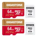GIGASTONE 64GB Micro SD Speicherkarte 2er-Pack, 4K Kamera Pro, kompatibel mit GoPro Switch, bis zu 95 MB/s, A2 U3 V30 Micro SDXC-Karte mit SD-Adapter