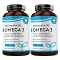 Nutravita Omega 3 Kapseln Hochdosiert 2000mg Fischöl Kapseln mit 660mg EPA un 440mg DHA - Unterstützt die Gesundheit von Herz, Gehirn und Augen (EFSA) - 2 x 240 Weichkapseln für 8 Monate
