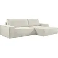 Ecksofa mit Schlaffunktion - Ecke Rechts - Cord - Tannengrün - AMELIA
