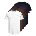 JACK & JONES Herren Shirts T-Shirt Tee SS Crew Neck 5er Pack, Farbe:Mehrfarbig, Größe:2XL, Artikel:-Navy Blazer/White/Olive Night/Black/Port Royale