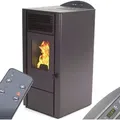 Pelletofen 9,5kW Pelletkamin Pelletheizung Kaminofen A+ Holzofen schwarz 56300