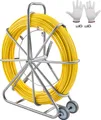VEVOR Einziehband, 200 m, 5/16 Zoll, Duct Rodder Einziehband-Drahtzieher, Kabelführungsstange mit Rollenständer aus Stahl, 3 Zugköpfe, Angelwerkzeug für Wände & elektrische Leitungen, nicht leitfähig