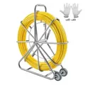 VEVOR Einziehband, 200 m, 5/16 Zoll, Duct Rodder Einziehband-Drahtzieher, Kabelführungsstange mit Rollenständer aus Stahl, 3 Zugköpfe, Angelwerkzeu