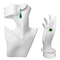 Set mit 2 Stück Schmuck-Mannequin-Präsentationsset, Kopfbüstenhalter, Mannequin, Ohrringständer, weibliche Schaufensterpuppe, Handpuppe, Armband, Ringständer, Show, Heimdekoration, Weiß