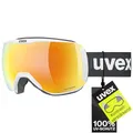 uvex downhill 2100 CV - kontrastverstärkende Skibrille mit schmalem Rahmen und extra weitem Sichtfeld für Damen und Herren - white matt/orange-green - one size