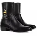 GUCCI Horsebit Ankle Stiefel Bootsschuh Ikonische Horsebit-Detail als Hommage an Guccis Reit-Tradition schwarz 39 EU