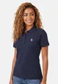 U.S. Polo Assn. Poloshirt USSiirena – Damen Classic Fit kurzarm mit Logo-Stickerei Mit Flachstrick-Kragen, Knopfleiste und elastischer Baumwollmischung