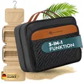 Kulturtasche Damen Groß – 3-in-1 Kulturbeutel zum Aufhängen mit 4 Fächern, Schmuckfach & Schminktasche – Praktische Kosmetiktasche für Reise & Ordnung