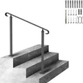 VEVOR Treppengeländer 120x13,5x97 cm Handlauf Geländer für 2 oder 3 Stufige Treppen Eingangsgeländer formschön Höhe(bis zu 45 cm) & Winkel(0-52,8°) einstellbar Ideal für Veranden Eingänge Gärten