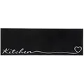 Hanse Home Küchenläufer Cook \u0026 Clean, Schwarz, Weiß, Textil, Schriftzug, rechteckig, 50x150 cm, Oeko-Tex® Standard 100, für Fußbodenheizung geeignet, rutschfest, stuhlrollengeeignet, pflegeleicht, strapazierfähig, Teppiche & Böden, Teppiche, Küchenläufer