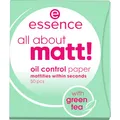 essence all about matt! oil control paper, mattierendes Papier, Puderpapier, transparent, glanzabsorbierend, matt, Nanopartikel frei, ohne Parfüm, ölfrei (50 Stück)