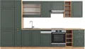Küchenzeile Vicco Fame-Line Grün-Gold Landhaus/Goldkraft Eiche 355 cm , AP Eiche, Model 49318