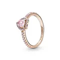 PANDORA ROSE Timeless Ring "funkelndes Herz" 14k rosévergoldet, rosa Kristall, Zirkonia 188421C04 54