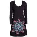 Vishes Minikleid Leichtes Langarmshirt-Kleid Damen Langarm Kleider Herbst Elfen, Hippie, Goa Style schwarz 48
