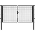 Metallzaun Doppeltor für Doppelstabmatte Anthrazit z. Einbeton. 140 cm x 300 cm