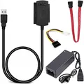 Retoo USB-zu-SATA-Adapter 2.0 Docking Station für 2,5” und 3,5” HDD oder SSD Festplatten, SATA/IDE Adapter, Combo Universalkonverter, Kompatible mit Windows XP/Vista/7/8/10, IDE+SATA Konverter