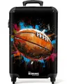 NoBoringSuitcases.com© Hartschalen-Trolley Rugby-Ball umgeben von Graffiti 55x35x20cm, 4 Rollen, Reisetasche mit Rollen, Koffer Handgepäck Flugzeug