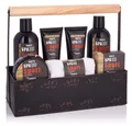 BRUBAKER Pflege-Geschenkset Dusch- und Badeset für Männer - Geschenk für Papa, Vatertagsgeschenk Pflegeset, 8-tlg., Herren Geschenkset in Werkzeugkasten, Pflegeset Spa Sport Musk