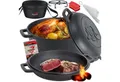 KESSER Feuertopf, Gußeisen, Dutch Oven 2in1 Gusseisen Topf 4,8L und Pfanne 1,8L