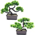 Bonsai Pflanze Kunstpflanze Japanische Zeder Kiefer 2 Stück Deko für Büro Balkon