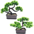 Künstliche Bonsai, Topf, Zimmerpflanze, dekorative Kunstbaum, grün, 15x25x25cm