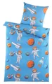 Carpe Sonno Kinderbettwäsche 135x200 Jungen Mädchen Kinder Bettwäsche Mikrofaser Kinderbettbezug, Mikrofaser, 2 teilig, Blaue Polyester Kinder Bettwäsche Astronaut Weltall Weltraum