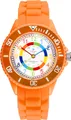 Alienwork Kids Lernuhr Kinderuhr Mädchen Uhrzeit lernen Orange Silikon-Armband Mehrfarbig Kinder-Uhr Wasserdicht 5 ATM Zeit Lernen