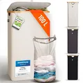 HENNEZ 100L Wäschekorb mit Deckel Beige - herausnehmbaren Wäschesack Wäschesammler schmal mit Deckel - Wäschebox Waschekorbsammler Wäschesortierer - Wäschetruhe Wäschekörbe laundry baskets