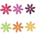 Holzblumen Streudeko Tischdeko Sommer Bunt 4cm 72 St
