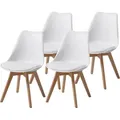ALBATROS Esszimmerstühle 4er Set AARHUS, Weiss - Beine aus Buche Massiv-Holz, Skandinavisches Retro-Design, bequemer Schalenstuhl - Eleganter Küc...