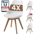 Albatros Esszimmerstühle 4er Set Aarhus, Weiss - Beine Aus Buche Massiv-holz, Skandinavisches Retro-design, Bequemer Schalenstuhl - Eleganter Küchenstuhl, Stuhl Esszimmer Für Esstisch