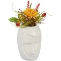 Relaxdays Blumenvase Gesicht Keramik Weiß 14,5 cm x 9,5 cm x 10,5 cm 450 g