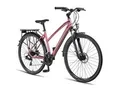 Licorne Bike Premium Touring Trekking Bike in 28 Zoll - Fahrrad für Jungen, Mädchen, Damen und Herren - 21 Gang-Schaltung - Mountainbike - Crossbike Farbe:Rosa;Stil:Damen