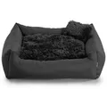 FAVRE Tierbett Fluffy Nelo Hundebett Tierbett Katzenbett, Polyester, Verschiedene Größen Gemütliches Hundebett Shaggy grau 65 cm x 55 cm