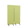hjh OFFICE Mobile Akustik Trennwand 2er Set 177 x 60 cm FLEXMIUT Stoff Grün Raumteiler mit Rollen & Gleiter 891002