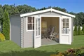 Gartenhaus Blockhaus  Satteldach 28 mm Dallas grau 396x312 cm Lasita