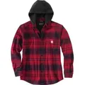 Carhartt Flannel-Fleece, Kapuzen-Hemd/Jacke - Rot/Schwarz (R09) - XL