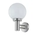 Lindby Edelstahl Wandlampe aussen, Wandleuchte Außenleuchte IP44 Außenlampe Glaskugel 1x E27 max. 60W ohne Leuchtmittel Außenwandleuchten