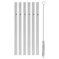 WMF Baric Metall Strohhalm-Set 7-teilig, 6 Trinkhalme gerade mit Reinigungsbürste, umweltfreundlich, Strohhalm wiederverwendbar, für Heiß-/ Kaltgetränke