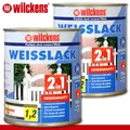 Wilckens 2 x 750 ml Weisslack 2in1 seidenmatt Grundierung Holzlack Pflege Garten