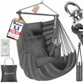 KESSER® Hängesessel Haiti 150kg Traglast, Hängestuhl 360° Drehung, Hängeschaukel Indoor-Outdoor UV-beständig & Wasserfest, Pflegeleicht, Inkl. 2 Kissen, Tragetasche, Flaschenhalter & Montage-Set