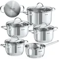 Tectake Kochtopfset Bologna Ii 9 Teilig  Aus Edelstahl  Für Induktion Geeignet Stielkasserolle  4 Kochtöpfe Mit Deckel  35 50 x 25 50 x 20 cm Silber