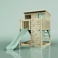OutdoorToys Stelzenhaus Polarstern aus Holz in Grün Mintgrün