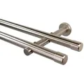 iso-design Gardinenstange 20 mm 2-läufig Farbe Edelstahl Endstück Kappe zur Wandmontage, Ø 20 mm, 2-läufig, Fixmaß, mit Bohren, verschraubt, Metall, Rohr aus Edelstahl silberfarben Ø 20 mm x 280 cm